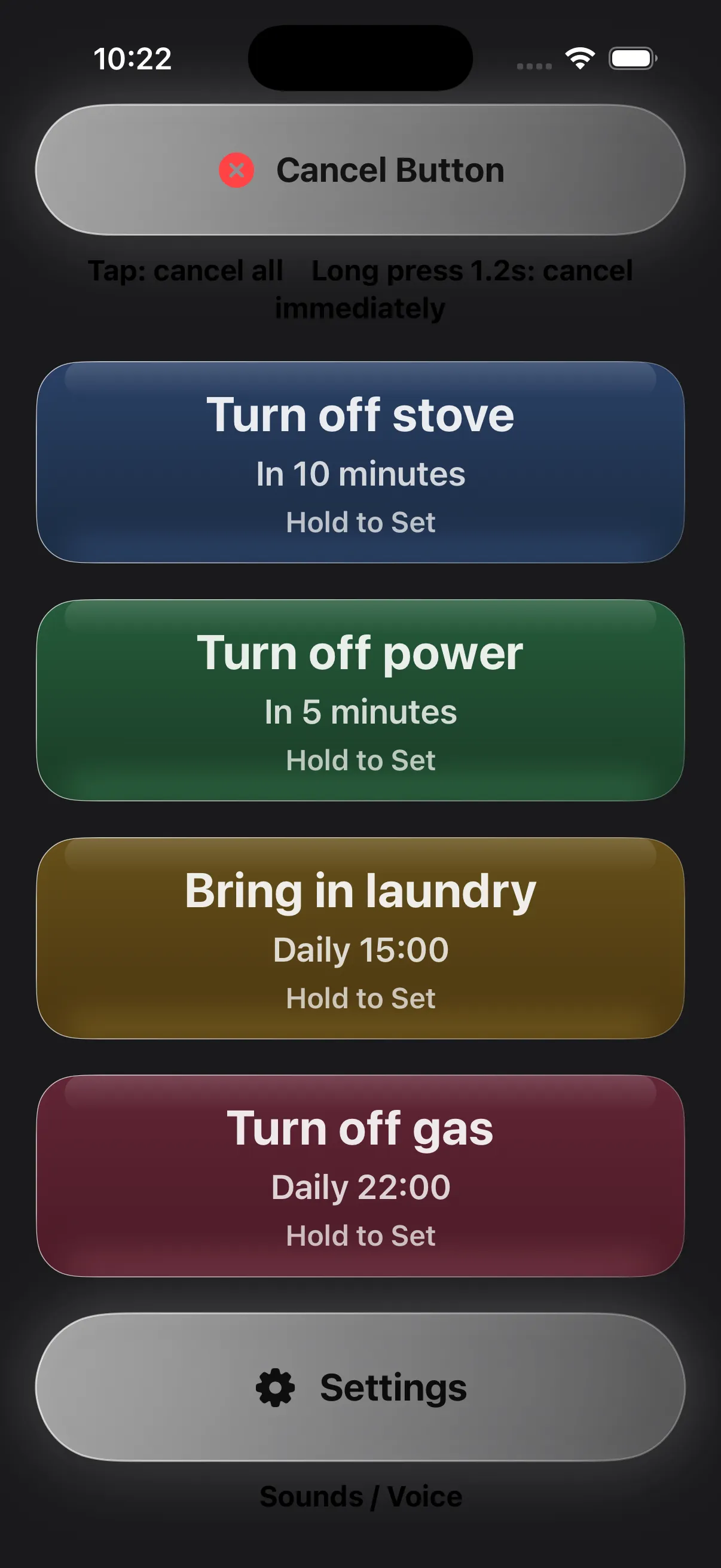 Simple Warm Reminder in Dark Mode on iPhone
