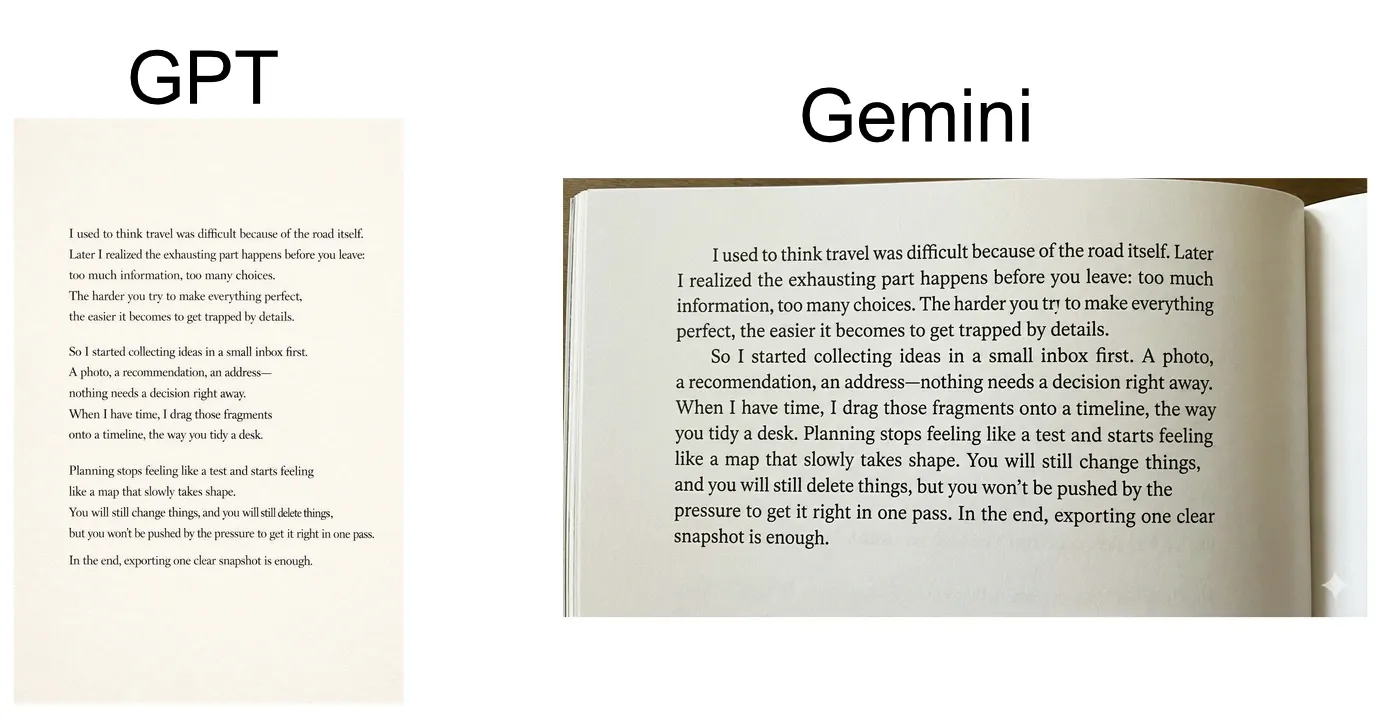 GPT Image 1.5 vs Nano Banana Pro: long English text typography test