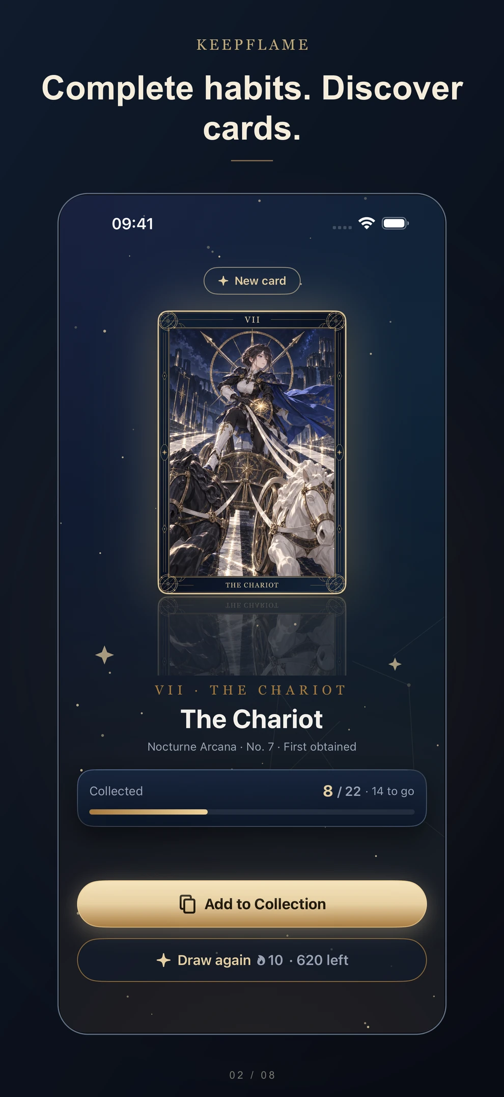 KeepFlame card reveal after spending earned Ember