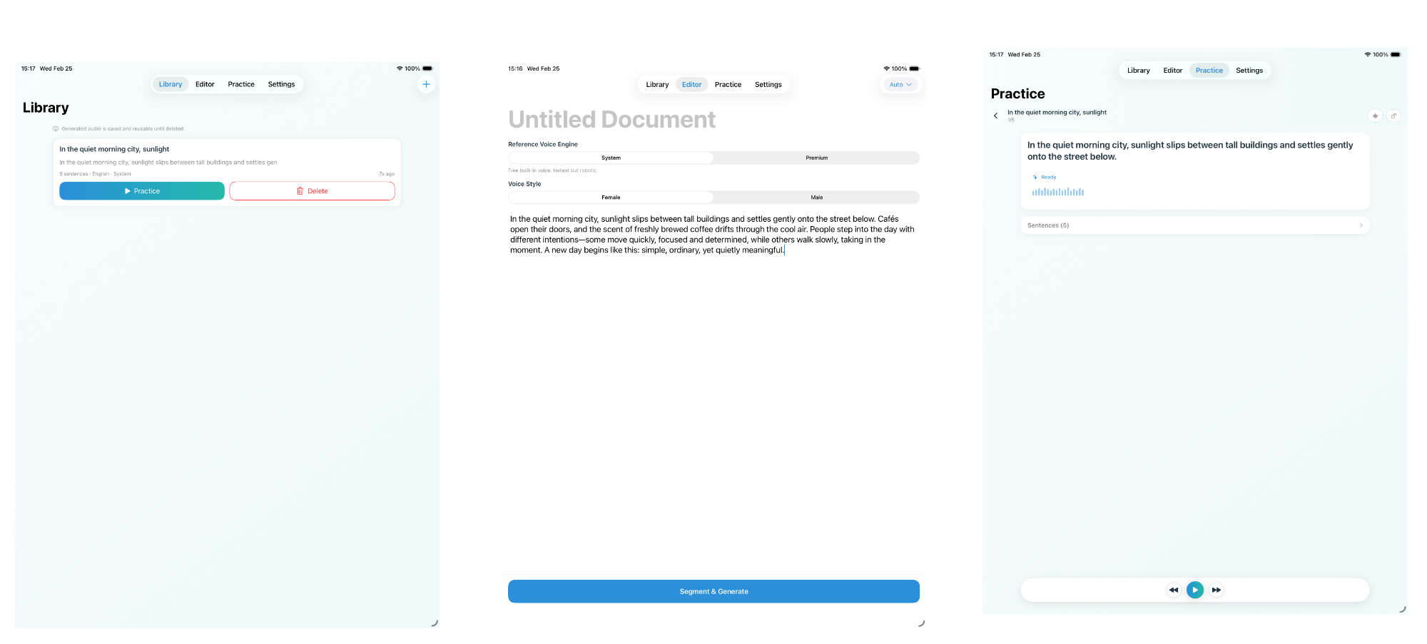 SentenceDeck app screenshot
