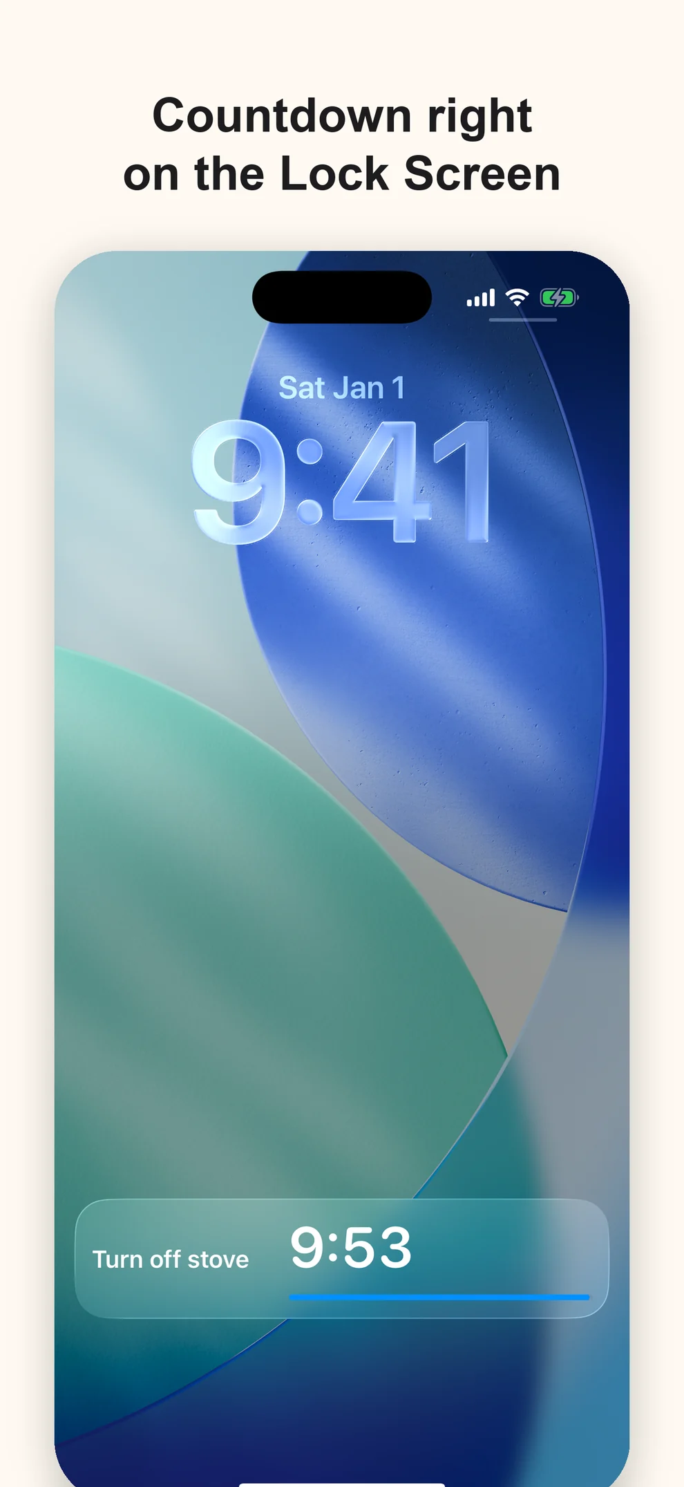 Lock Screen Live Activity counting down a Turn off stove reminder